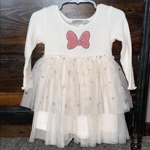 Disney Junior Minnie Cream and Pink Bow Tulle Dress